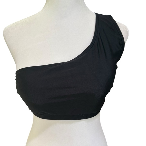 Black One-Shoulder Swimsuit Top Size medium - Picture 1 of 6